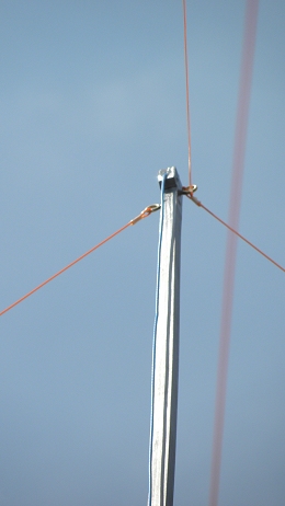 11 m Band J-Pole antenna centred at 27.500 MHz: Top gut line stays